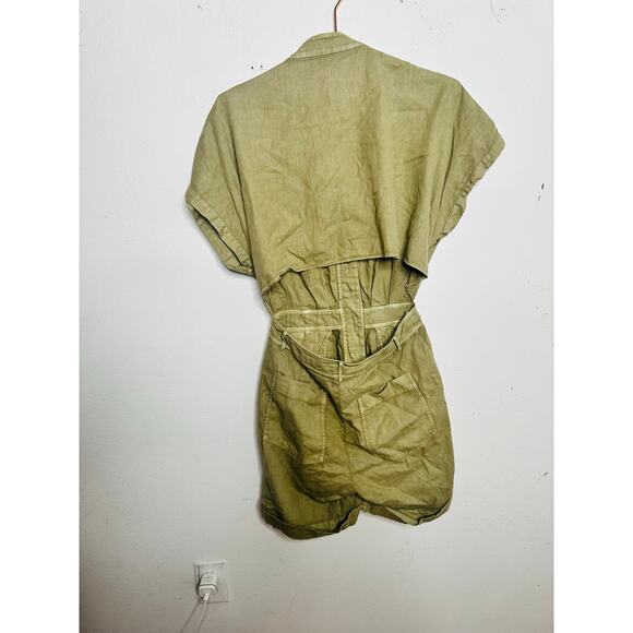 VANESSA BRUNO Khaki Cotton Blend Mock Neck Open Back Atalante Romper size 36 - Picture 6 of 13